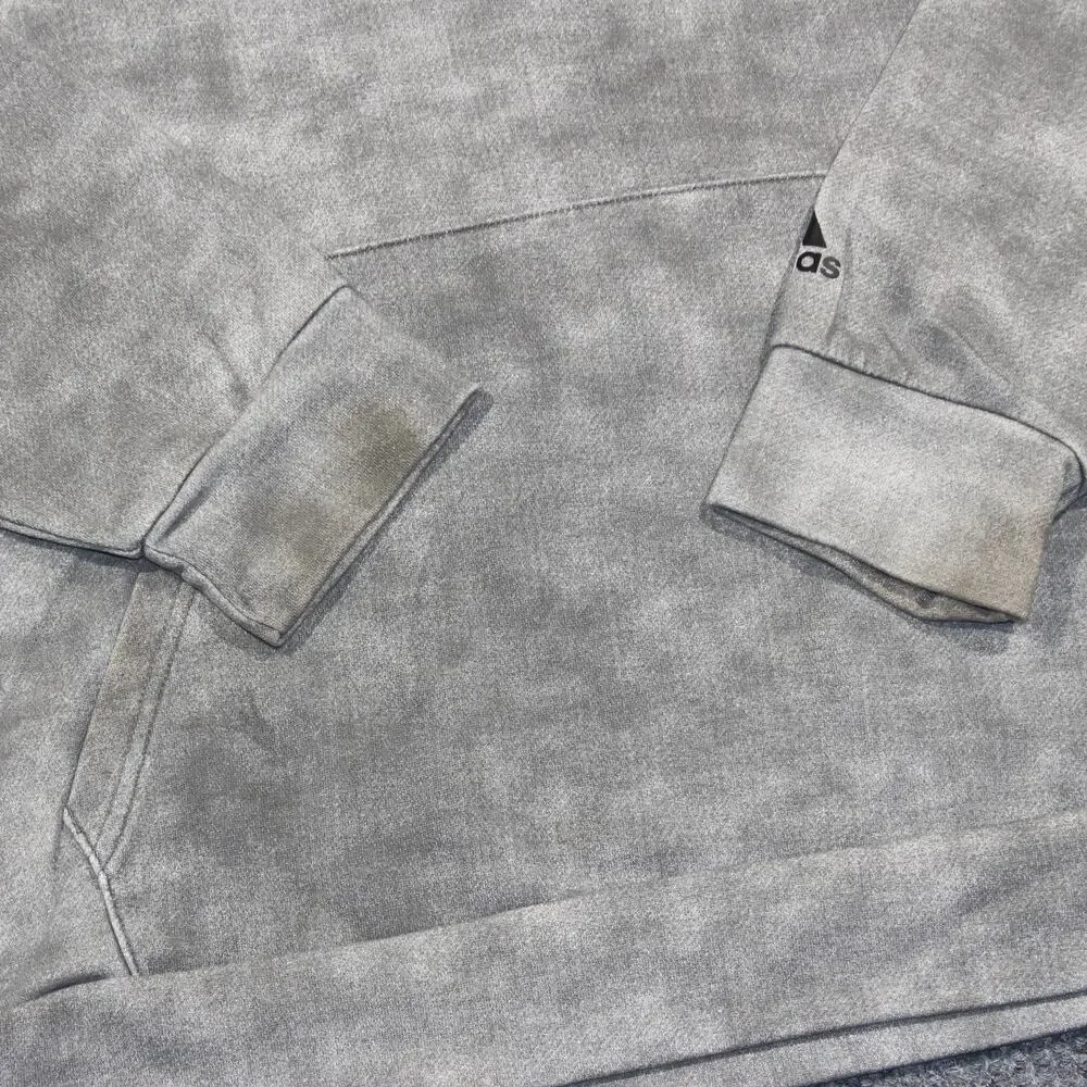 Adidas Hoodie Mens Medium Gray‎ Acid Wash Sports Activewear Drawstrings Stretch